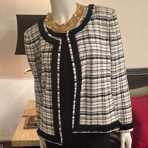 St. John Collection Black and White Plaid Blazer